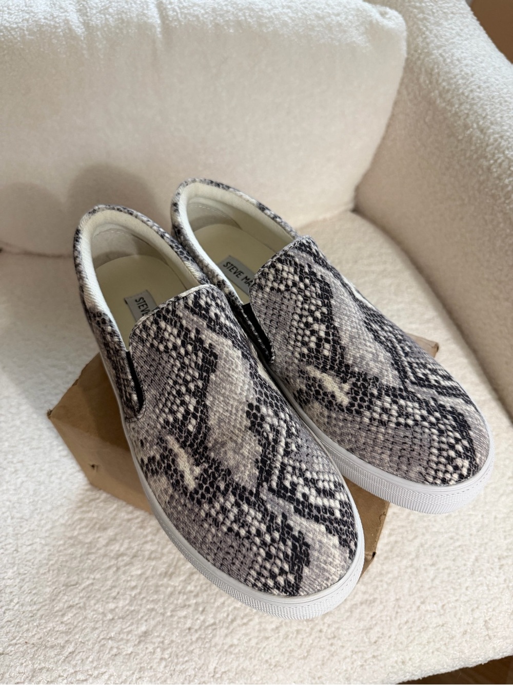 Steve Madden Snake Print Slip-On Sneakers - Neutral Tones